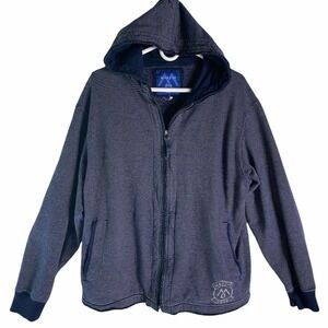 Martin & Osa lightweight Full Zip Hoodie Jacket Sz Large Blue White Stripe